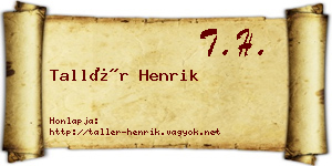 Tallér Henrik névjegykártya