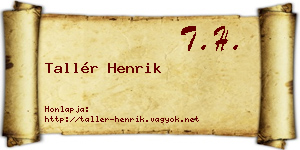 Tallér Henrik névjegykártya